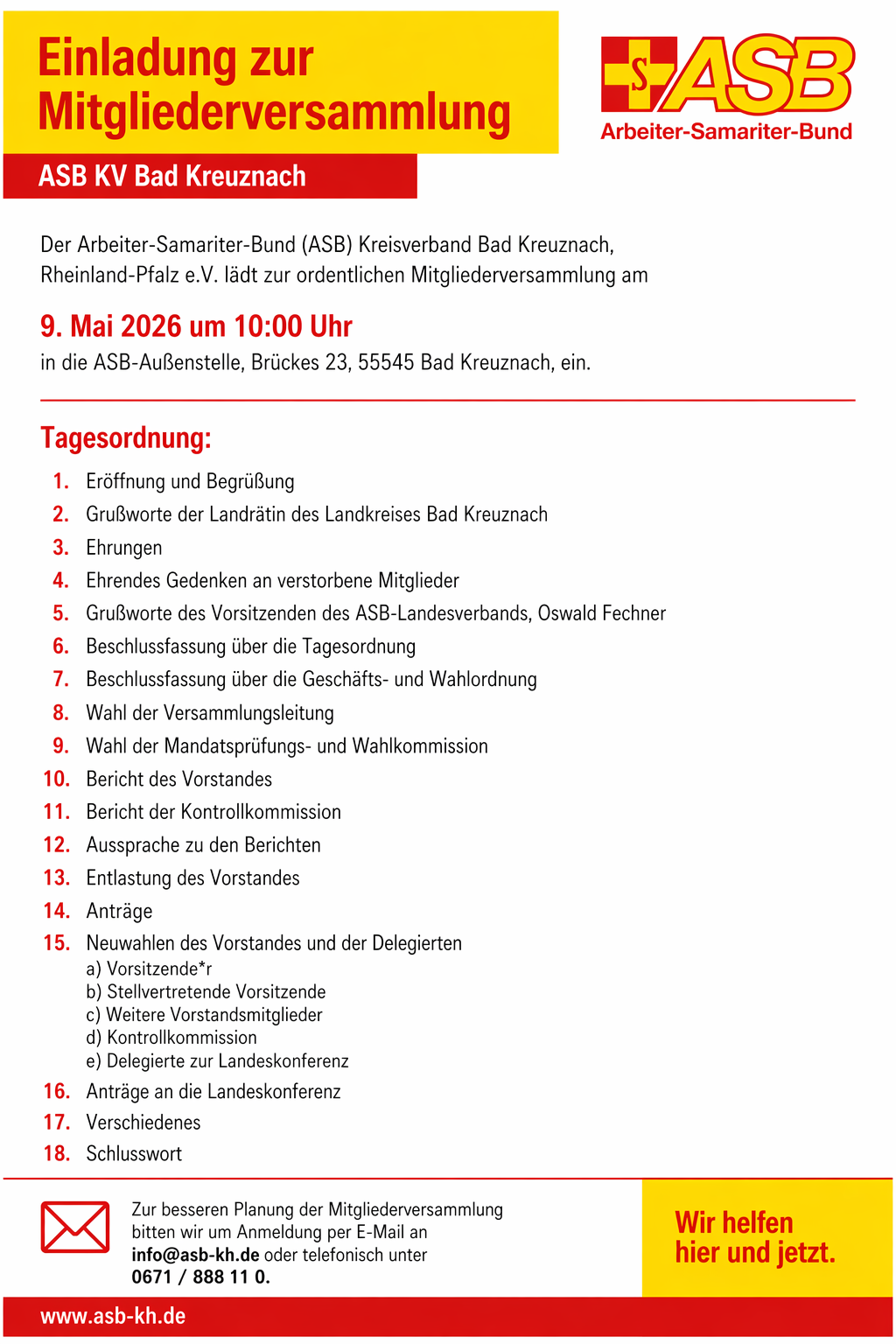 Einladung zur Mitgliederversammlung